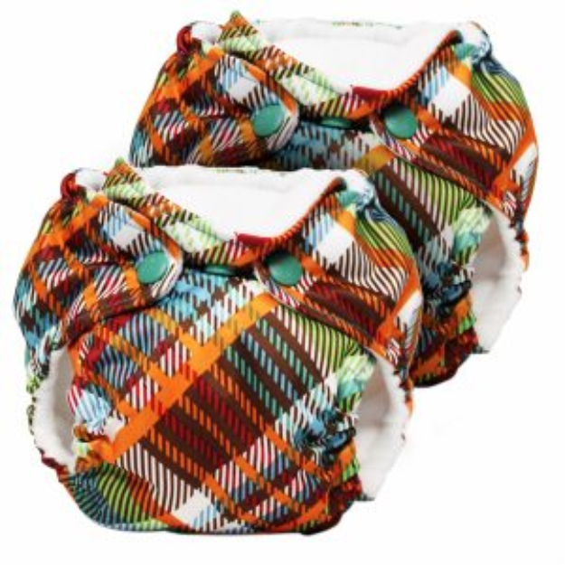 Kanga Care Lil Joey 2 Pack All In One Cloth Newborn Diaper, Quinn Plaid, 1 ea