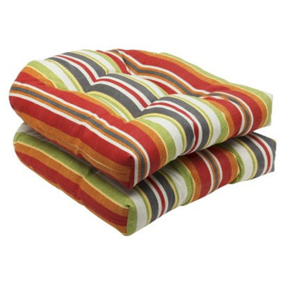 Pillow Perfect Outdoor 2-Piece Wicker Seat Cushion Set - Roxen Stripe