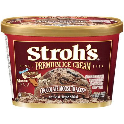 Stroh's Premium Chocolate Moose Tracks Ice Cream, 1.5qt