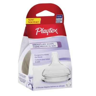 Playtex BreastLike Shape Silicone Nipple, Fast Flow