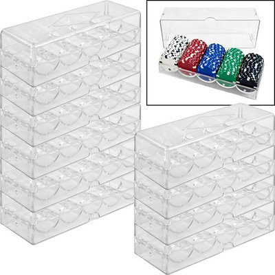 Trademark Commerce Trademark Poker Clear Acrylic Chip Trays & Covers set of 10