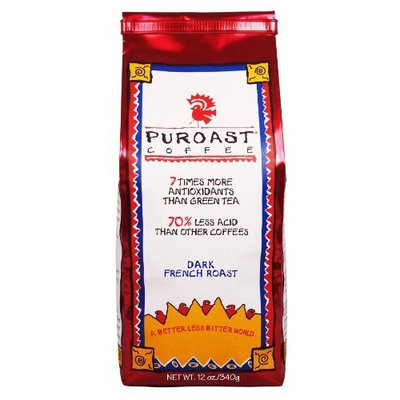 Puroast Low Acid Coffee Dark French Roast Whole Bean, 12 oz. Bag (Pack of 2)