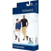 Sigvaris Men's Cotton Thigh High with Grip Top 30-40mmHg Closed Toe Long Length, Medium Long, Black
