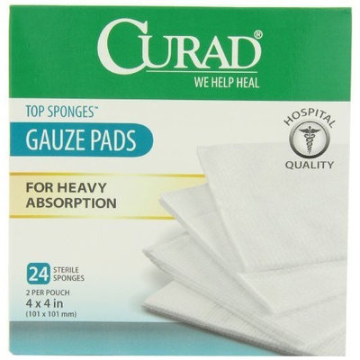 Curad Top Sponge, 4 Inches X 4 Inches, 2 Pad/Pouch, 24 Count (Pack of 3)