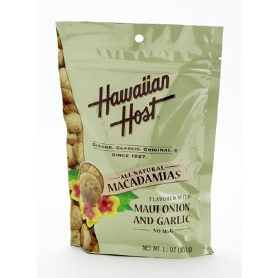 Hawaiian Host MACADAMIA NUTS - Maui Onion and Garlic Flavored, LARGE 11 oz (Resealable Bag)