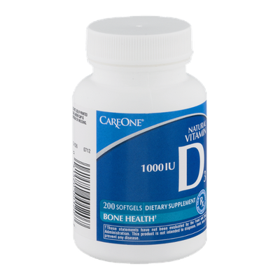 CareOne Natural Vitamin D3 Bone Health Softgels 1000 IU - 200 CT