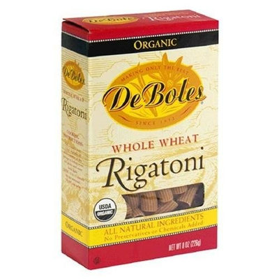 De Boles Pasta Organic Whole Wheat Rigatoni, 8-Ounce Boxes (Pack of 12)