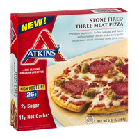 Atkins Stone Fired Three Meat Pizza