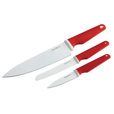 Meyer Corporation Us SilverStone Ceramic-Coated Chili Red Cutlery 3-piece Chef's Knife Set