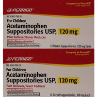 Perrigo Pharmaceuticals Acetaminophen Rectal Suppositories Generic for Tylenol Suppositories,FeverAll Children's 120 mg 12 ea per Box 2 PACK Total 24 ea