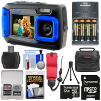 Coleman Duo 2V9WP Dual Screen Shock & Waterproof Digital Camera (Blue) with 32GB Card + Batteries & Charger + Case + Float Strap + Kit