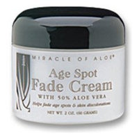 Miracle of Aloe Age Spot Fade Cream 2 Oz. Helps Fade Age Spots and Skin Blemishes. Rich Skin Supplement Blended with 50% Pure Aloe Vera Gel. Helps Reduce Unsightly Age Spots and Skin Blemishes. Fast Active Ingredients Allow for Cream to Deliver Visible Results Almost Instantly. Acne, Eczema, Psoriasis, Rosacea, Dry Peeling Flaky Skin Solution, Dark Circles, Dark Spots.
