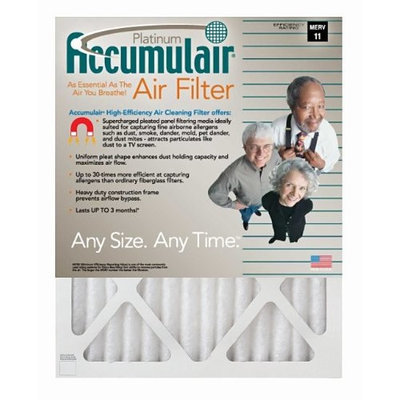 21x23x1 (Actual Size) Accumulair Platinum 1-Inch Filter (MERV 11) (4 Pack)