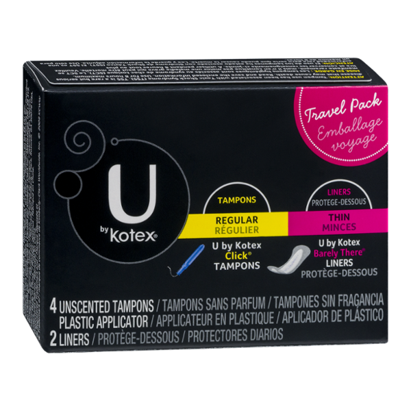 U by Kotex 4 Regular Tampons and 2 Thin Liners - 6 CT