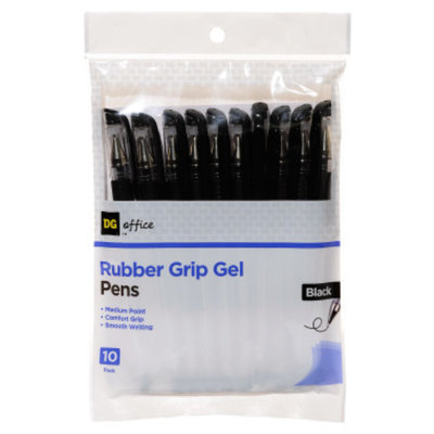 DG Office Rubber Grip Gel Pens - Black Ink, 10 pack