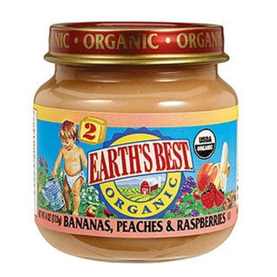 Earth's Best Earthsbest Bananas Peaches&Raspberry(95% Organic), 4-Ounce (Pack of 12)