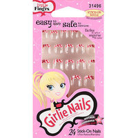 Little Fing'rs Girlie Nails Stick-On Nails, Red, 31496, 24 count