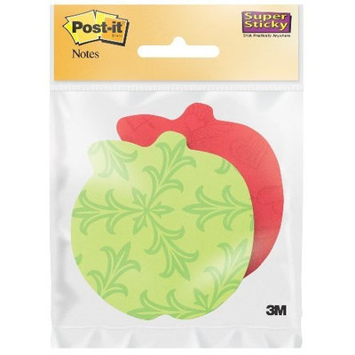 Post It Post-it Super Sticky Notes, 3 in x 3 in, Apple Shape, Assorted Colors, 2 Pads/Pack (7350-APL)