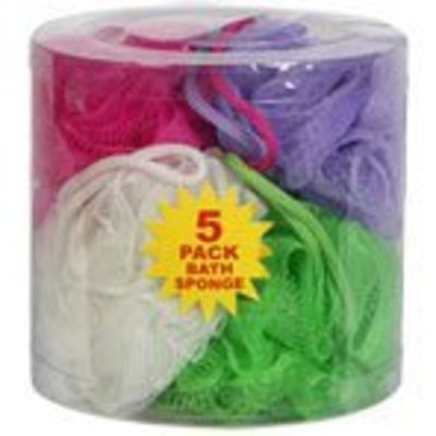 April Bath and Shower Small Net Scrubbie 5 Sponges Mesh Pouf Loofah 5 Pack