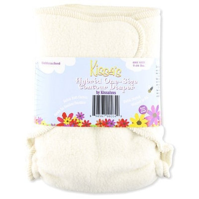 Kissaluvs Cotton Fleece Hybrid One Size Contour Diaper, Unbleached (Discontinued by Manufacturer)