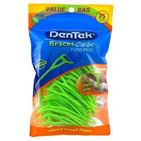 Dentek Floss Picks Braces Clean Fresh Mint 75 Count