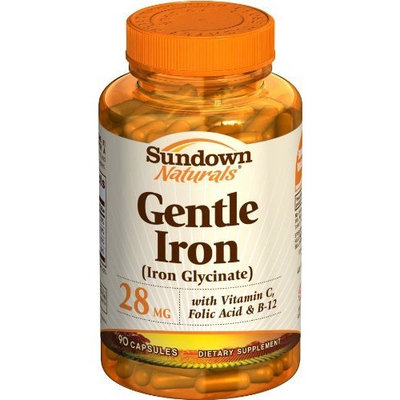 Sundown Naturals Gentle Iron (Iron Glycinate), 28 mg, 90 Capsules
