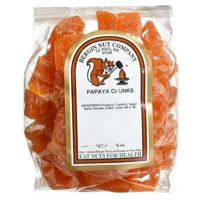 Bergin Nut Company Papaya Chunks, 16-Ounce Bags (Pack of 6)