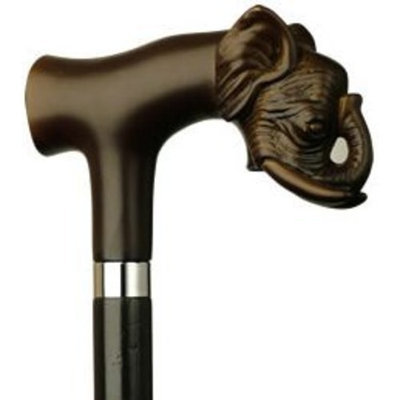 Harvy Elephant Head Derby Black Maple Cane, Brown Handle -Affordable Gift! Item #\HAR-9140300