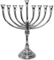 Artsy Casa Lamp Lighters Ultimate Judaica Metal Aluminium Menorah with Nickel Plated Finish - 12H