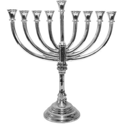 Artsy Casa Lamp Lighters Ultimate Judaica Metal Aluminium Menorah with Nickel Plated Finish - 12H
