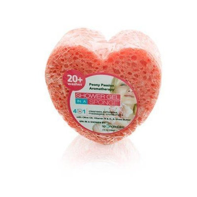 Spongeables Shower Gel in a Sponge (Red Heart) 20+ Uses Peony Passion Aromatherapy