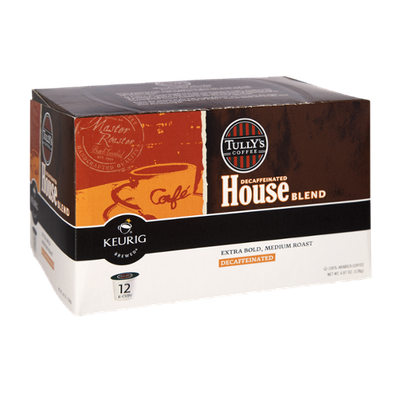 Tully's Coffee Keurig Brewed Decaffeinated House Blend Extra Bold, Medium Roast K-Cups - 12 PK