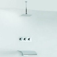 MAX Contemporary Tub Shower Faucet with Rainfall Shower Head + Hand Shower (Wall Mount)