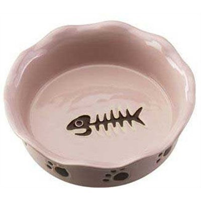 Ethical 5-Inch Ruffled Cat Dish, Pink