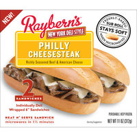Raybern New York Deli Style Raybern's Philly Cheesesteak Sandwich, 5.5 oz, 2 count