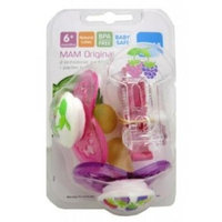 Mam Original Natural Latex 2 Pacifiers and 1 Pacifier Clip, 6 + Months - Pink Color