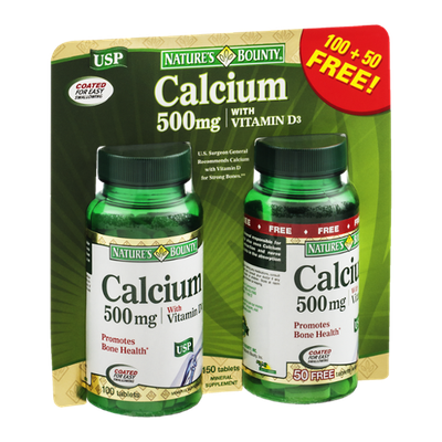 Nature's Bounty Calcium 500mg with Vitamin D3 Tablets - 150 CT