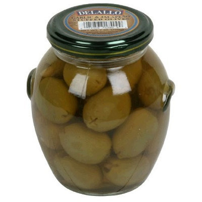Delallo, Olive Stfd Jlpno Garlic, 7.05 OZ (Pack of 6)
