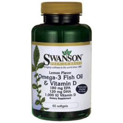 Swanson Premium Omega-3 Fish & Vitamin D 1000IU, 60 Caps