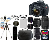 Canon EOS Rebel T5 18MP DSLR Camera + EF-S 18-55mm IS + 75-300mm III Lenses + Deluxe Accessory Kit++