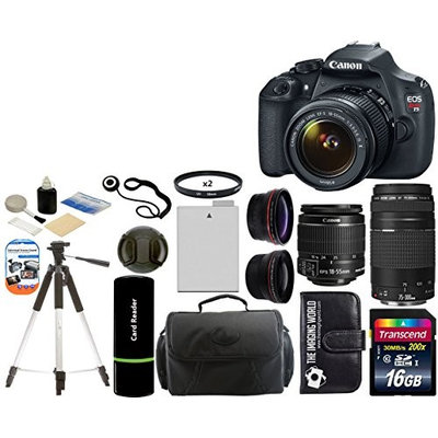 Canon EOS Rebel T5 18MP DSLR Camera + EF-S 18-55mm IS + 75-300mm III Lenses + Deluxe Accessory Kit++