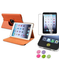 Insten iPad Mini 3/2/1 Case, by INSTEN Orange 360 Leather Case Cover+Protector/Sticker for iPad Mini 3 2 1