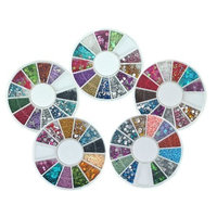 Bundle Monster 5 Nail Art Nailart Manicure Wheels w/ 3D Designs Glitters Rhinestones Beads - total over 7000pc