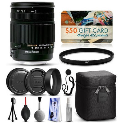 47th Street Photo Sigma 18-250mm F3.5-6.3 DC OS HSM Lens for Pentax (880109) with Starter Accessories Package includes UV Ultraviolet Filter + Deluxe Cleaning Kit + Air Dust Blower + Cap Keeper + $50 Prints Gift Card