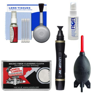 Cleaning Kit Essential Bundle with Blower, Brush, Fluid, Lenspen & Cloth for Canon, Nikon, Fuji, Olympus, Panasonic, Pentax & Sony ILC/DSLR Cameras
