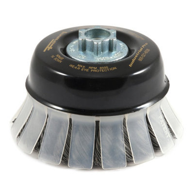 Forney 72882 Wire Cup Brush Industrial Pro Twist Knot with Safety Guard 5/8-Inch-11 and M14-by-2.0 M