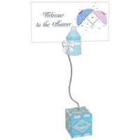 Baby Shower Favors Blue Bottles and Blocks Magnetic Placecard / Photo Holder (Blue Bottles Place card 6 Pak)