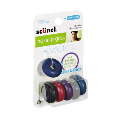 Scunci The Evolution No Slip Grip Super Bandz Hair Ties- 6 CT