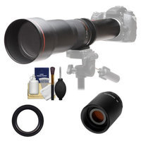Vivitar 650-1300mm f/8-16 Telephoto Lens (Black) with 2x Teleconverter (=2600mm) + Accessory Kit for Nikon D3200, D3300, D5200, D5300, D7000, D7100, D610, D800, D810, D4s DSLR Cameras