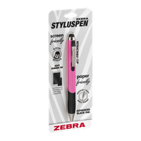 Zebra StylusPen Retractable Ball Point Black Ink Medium 1.0mm Pink